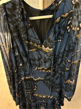Ted Baker London Navy, Black & Gold Printed V-Neck Tunic